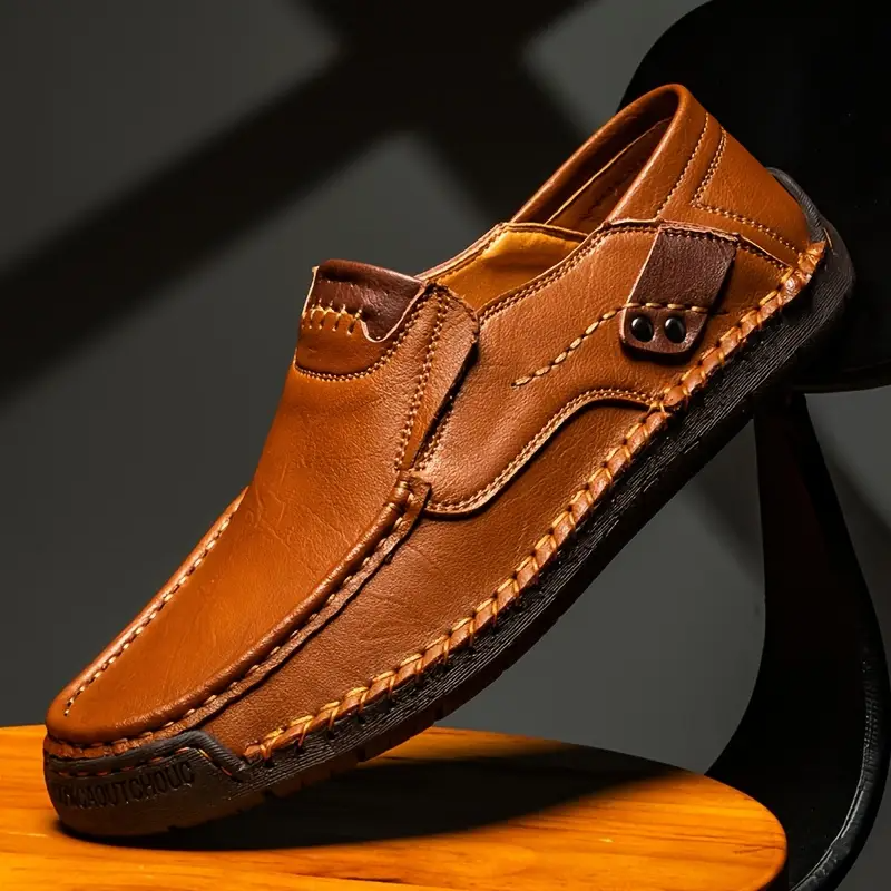Plus Size Men's Orthopedic Retro Leather Loafers – Breathable, Wear-Resistant & Non-Slip for Walking & Driving
