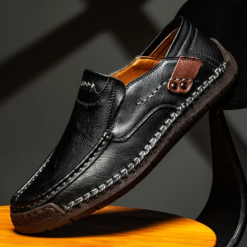 Plus Size Men's Orthopedic Retro Leather Loafers – Breathable, Wear-Resistant & Non-Slip for Walking & Driving