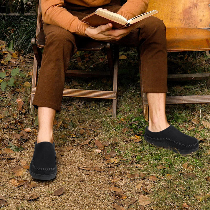 π₯π Hot Sale! Limited Stock! πππ₯Men's Daily Non-Slip Warm Plush Wide Toe Slip-On Loafers Slippers