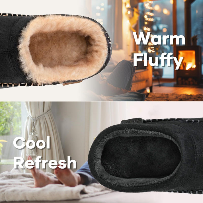 π₯π Hot Sale! Limited Stock! πππ₯Men's Daily Non-Slip Warm Plush Wide Toe Slip-On Loafers Slippers