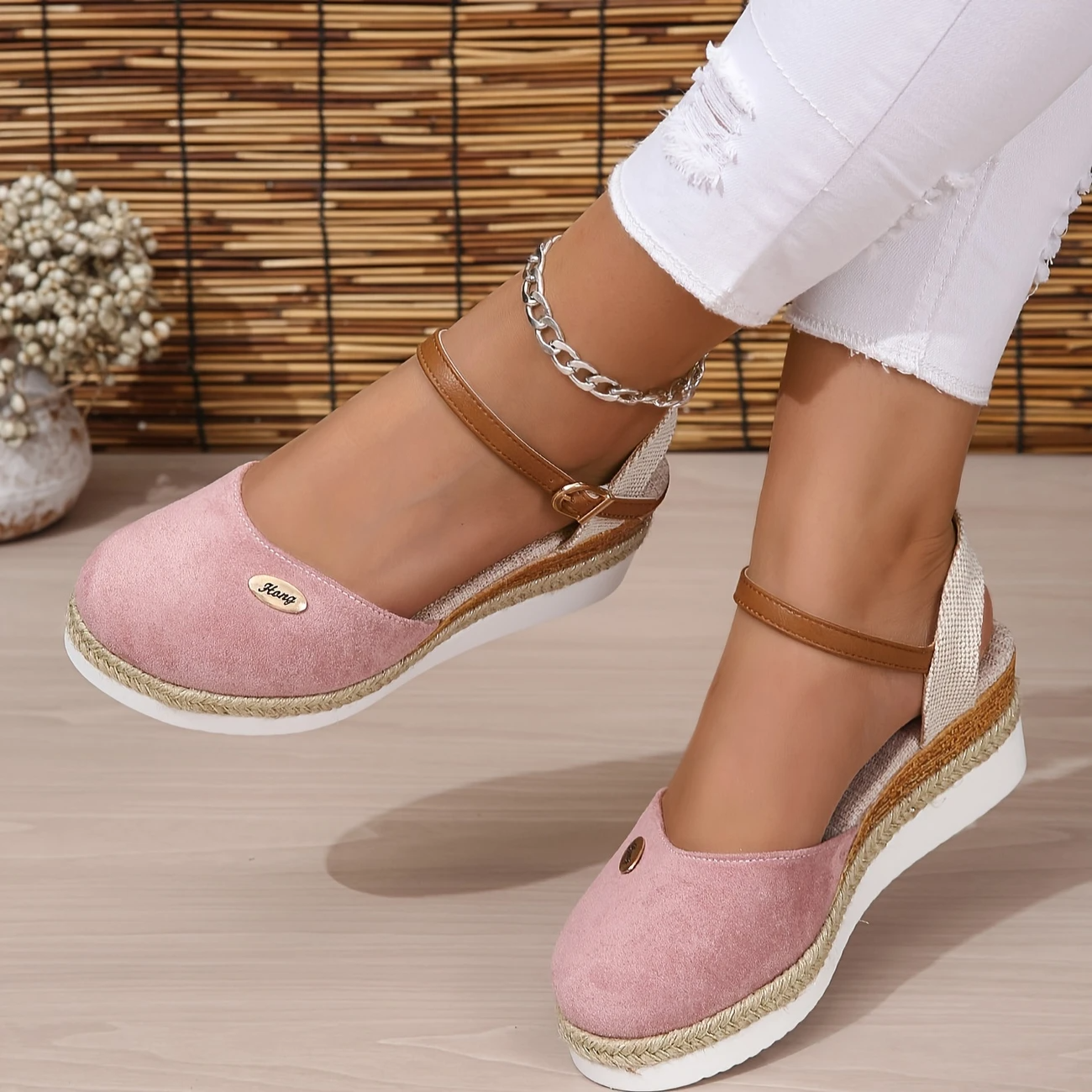 Orthopedic Colorblock Wedge Sandals for Women, Comfortable Ankle Strap Slingback Shoes