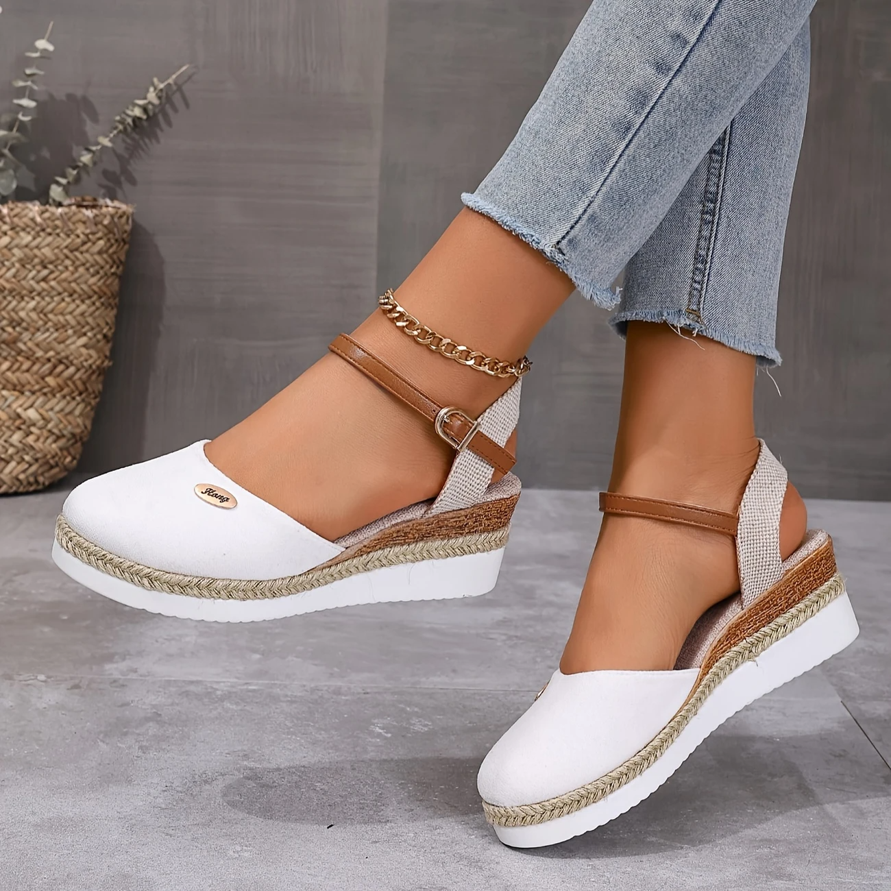 Orthopedic Colorblock Wedge Sandals for Women, Comfortable Ankle Strap Slingback Shoes