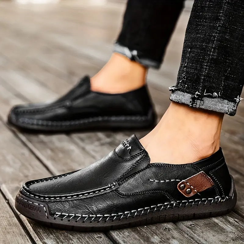 Plus Size Men's Orthopedic Retro Leather Loafers – Breathable, Wear-Resistant & Non-Slip for Walking & Driving