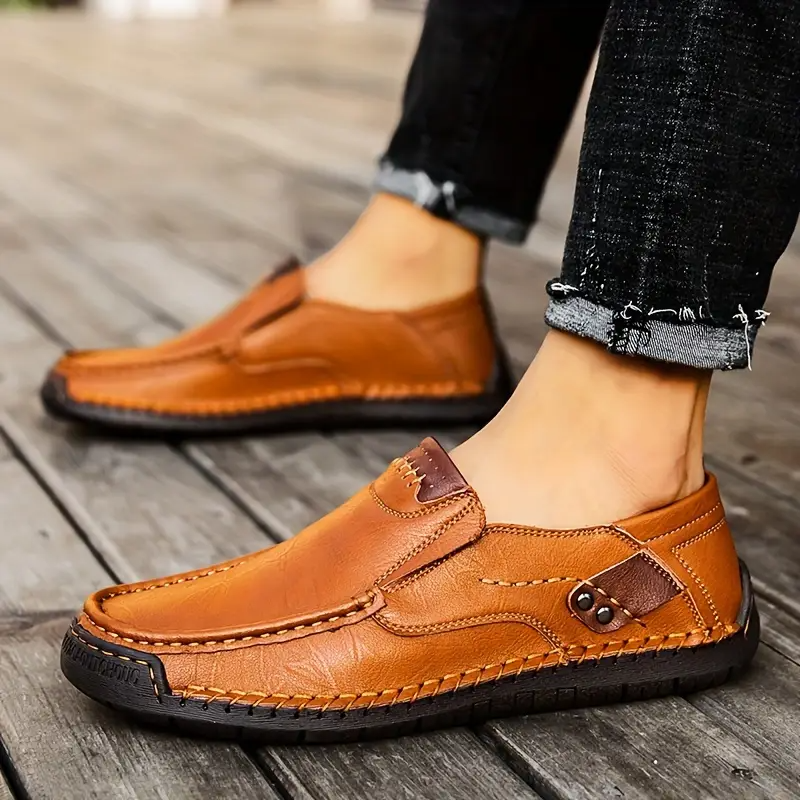 Plus Size Men's Orthopedic Retro Leather Loafers – Breathable, Wear-Resistant & Non-Slip for Walking & Driving