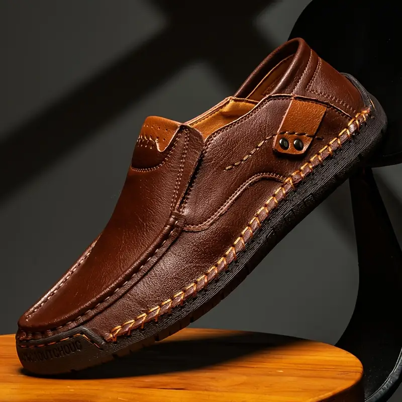 Plus Size Men's Orthopedic Retro Leather Loafers – Breathable, Wear-Resistant & Non-Slip for Walking & Driving