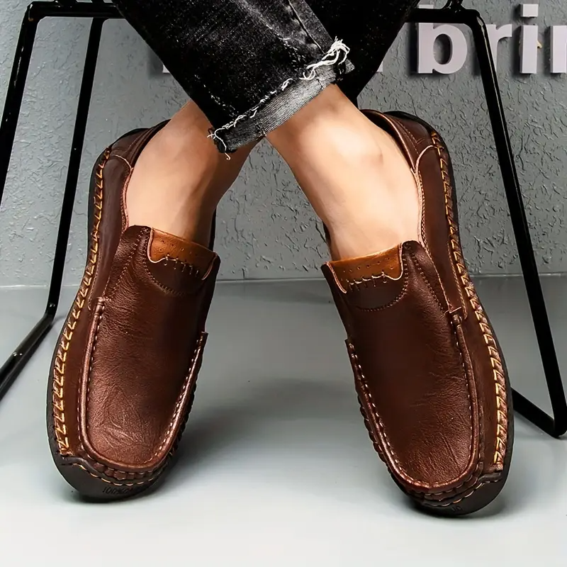Plus Size Men's Orthopedic Retro Leather Loafers – Breathable, Wear-Resistant & Non-Slip for Walking & Driving
