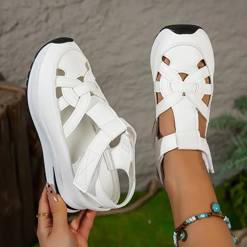 Women’s Soft Adjustable Sandals – Hook & Loop, Comfort Fit for Wide & Narrow Feet