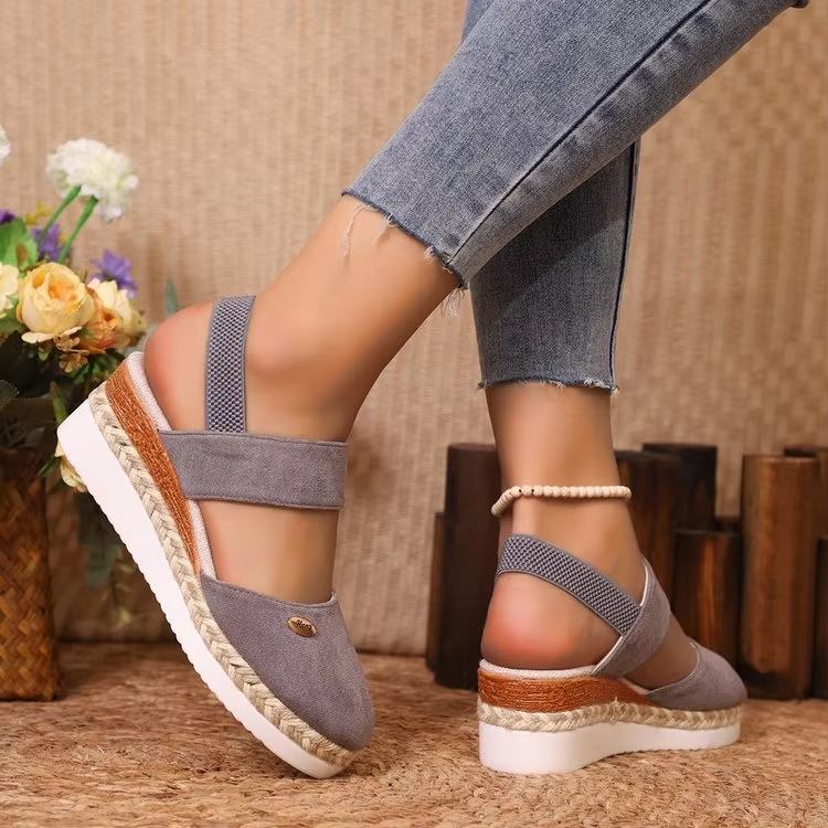 Women's Orthopedic Colorblock Wedge Sandals, Comfy Ankle Strap Slingbacks