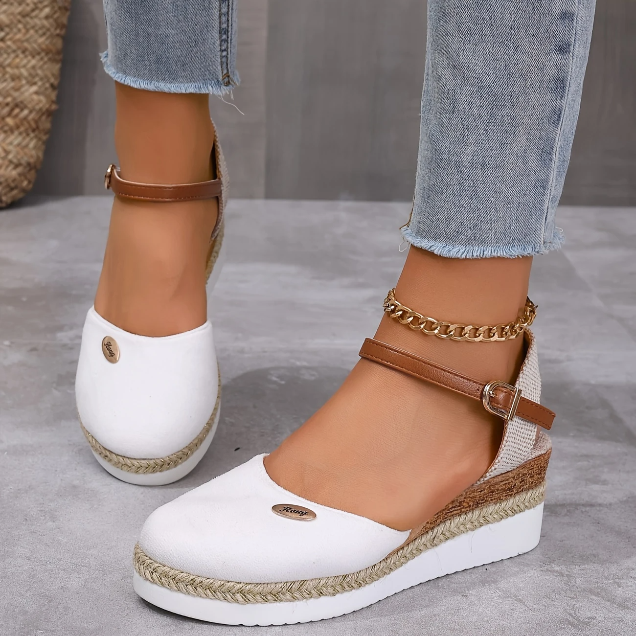 Orthopedic Colorblock Wedge Sandals for Women, Comfortable Ankle Strap Slingback Shoes