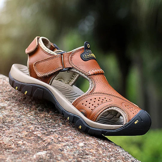 Men's Orthopedic Support Non-slip Sport Sandals Lightweight Trail Hiking Leather Sandals
