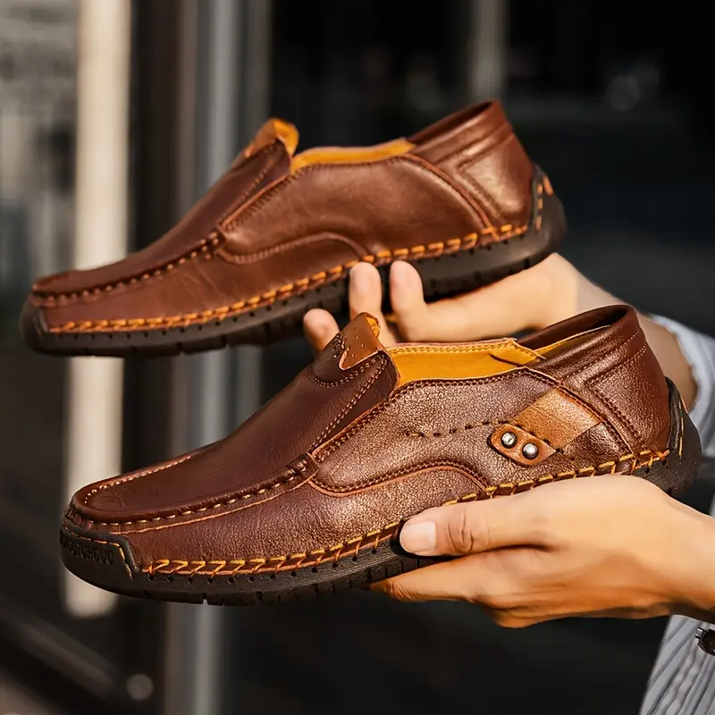 Plus Size Men's Orthopedic Retro Leather Loafers – Breathable, Wear-Resistant & Non-Slip for Walking & Driving