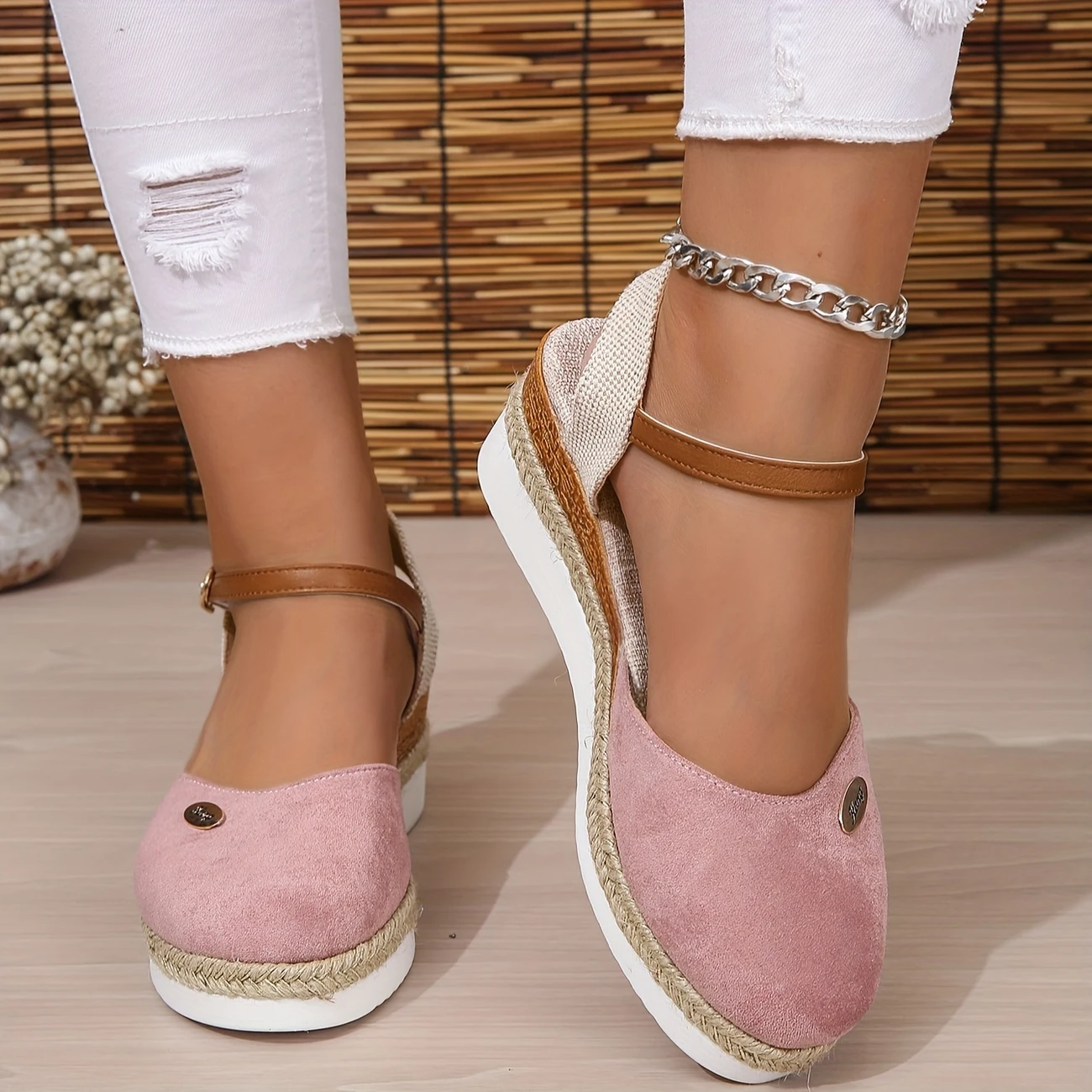 Orthopedic Colorblock Wedge Sandals for Women, Comfortable Ankle Strap Slingback Shoes