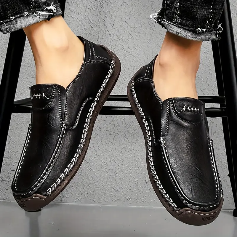 Plus Size Men's Orthopedic Retro Leather Loafers – Breathable, Wear-Resistant & Non-Slip for Walking & Driving