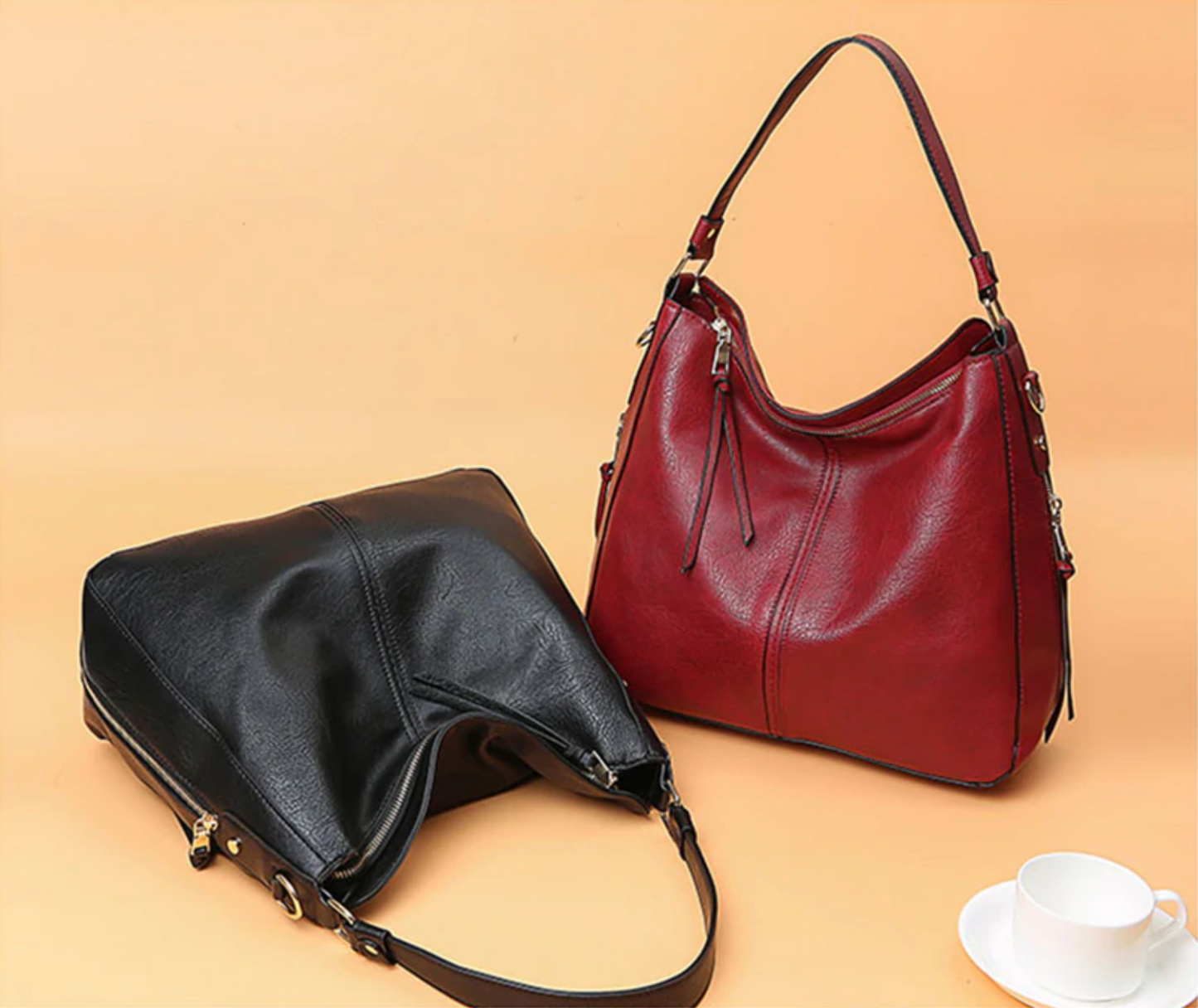Luxury Leather Hobo Bag Anti-Theft Handbag + FREE Pouch Wallet