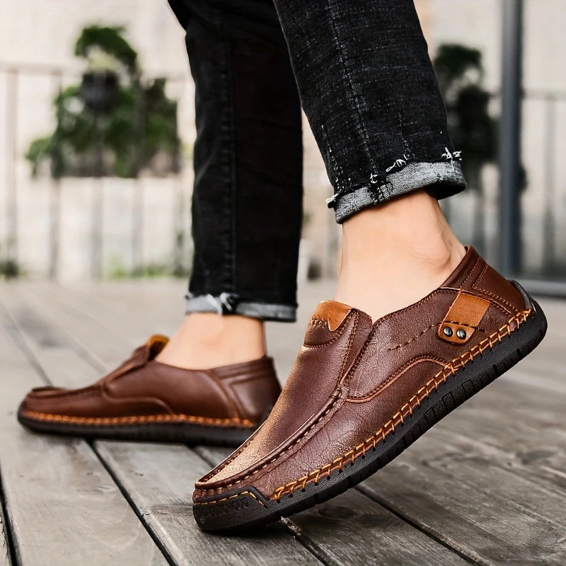 2026 FlexStep™ Classic Hand-Stitched Leather Loafers – Comfortable, Supportive, Slip-On