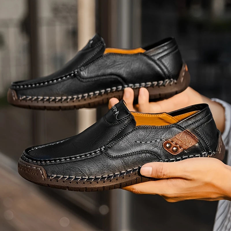 2026 FlexStep™ Classic Hand-Stitched Leather Loafers – Comfortable, Supportive, Slip-On