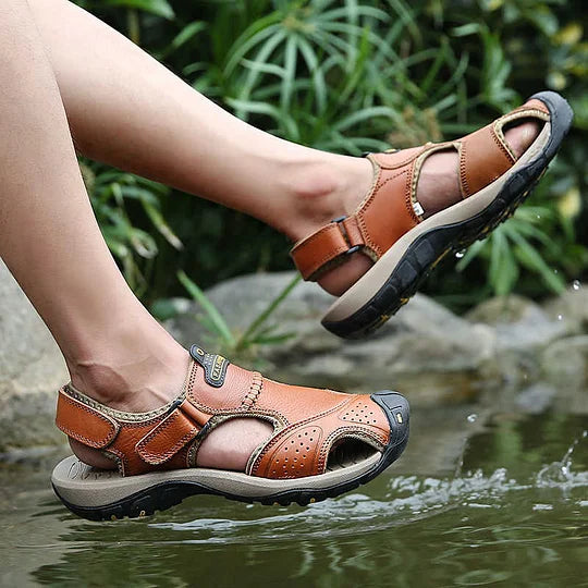 Men's Orthopedic Support Non-slip Sport Sandals Lightweight Trail Hiking Leather Sandals