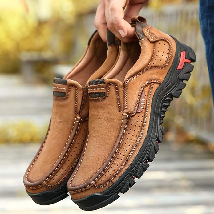 Men's Waterproof Non-Slip Leather Shoes – Soft Comfort & Orthopedic Support