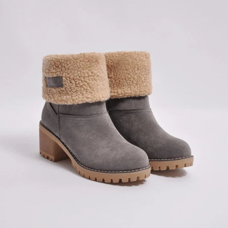 🔥Last Day 50% OFF🔥Women's Warm Plush Lined Boots, Chunky Heeled Ankle Boots, Classic & Comfortable Chelsea Boots