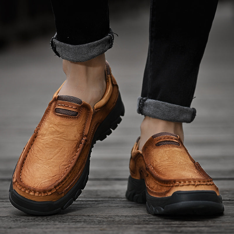 Men's Waterproof Non-Slip Leather Shoes – Soft Comfort & Orthopedic Support
