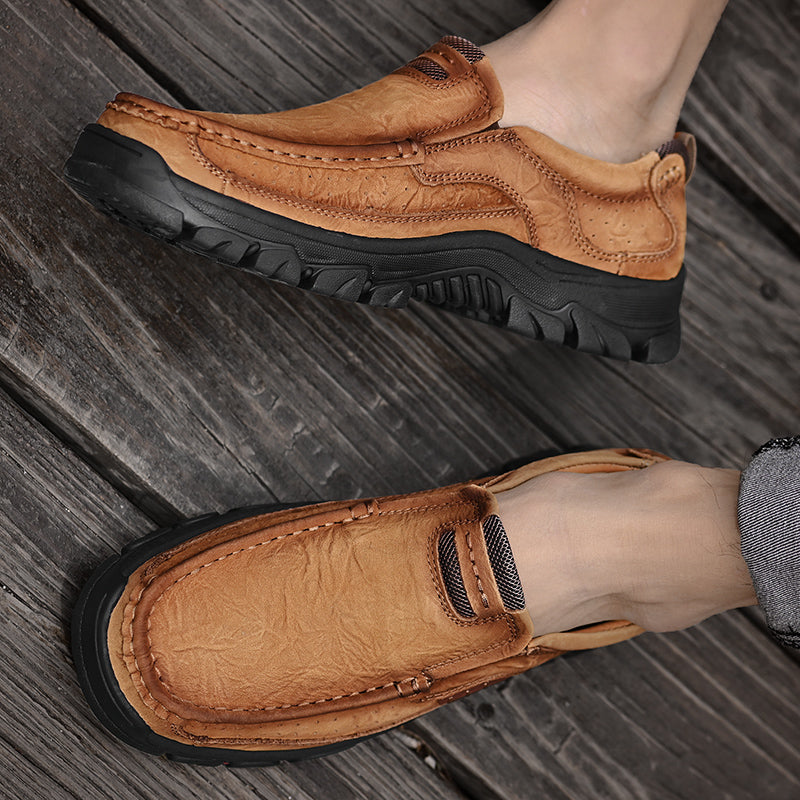 Men's Waterproof Non-Slip Leather Shoes – Soft Comfort & Orthopedic Support