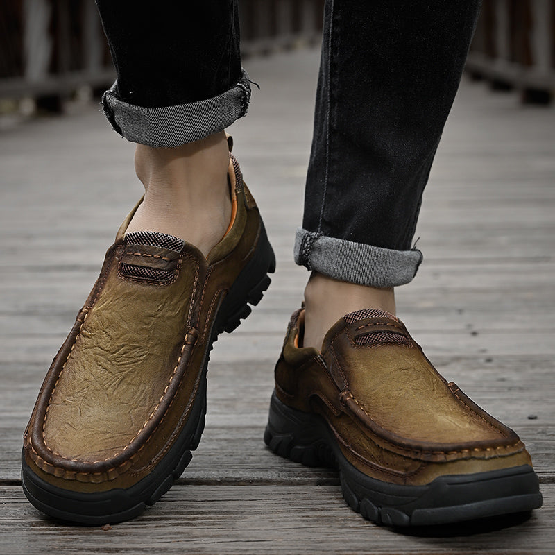 Men's Waterproof Non-Slip Leather Shoes – Soft Comfort & Orthopedic Support