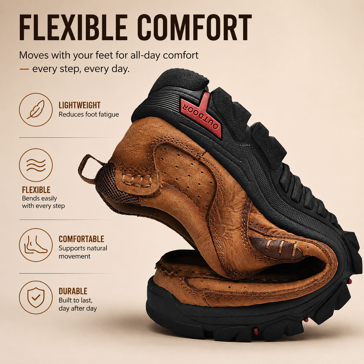Men's Waterproof Non-Slip Leather Shoes – Soft Comfort & Orthopedic Support