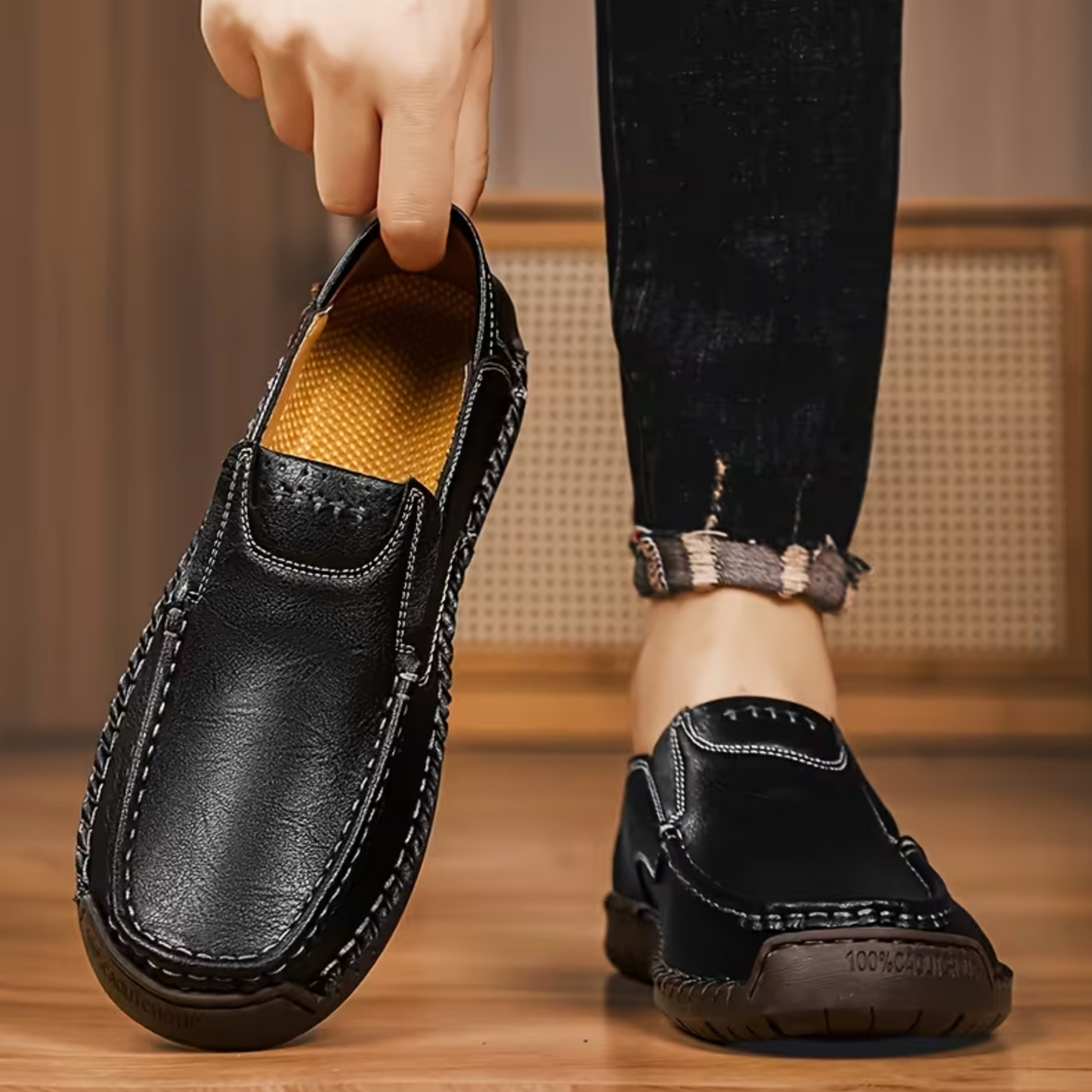2026 FlexStep™ Classic Hand-Stitched Leather Loafers – Comfortable, Supportive, Slip-On