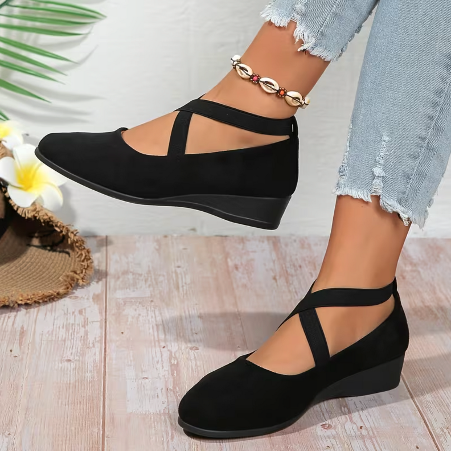 EasyStep™ Women’s Mary Jane Comfort Flats – Easy Slip-On, Soft Feel & Secure Stretch Fit