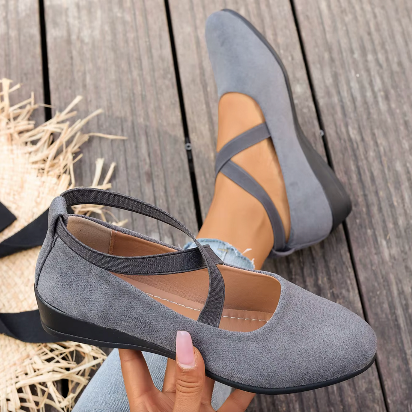 EasyStep™ Women’s Mary Jane Comfort Flats – Easy Slip-On, Soft Feel & Secure Stretch Fit