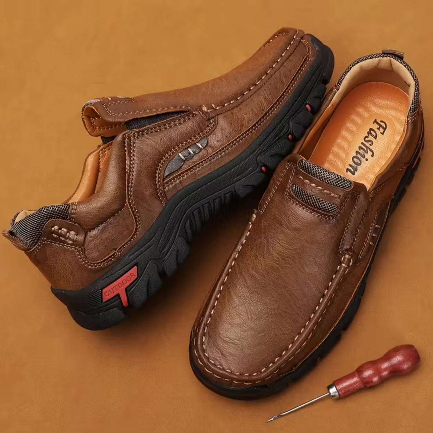 Men's Waterproof Non-Slip Leather Shoes – Soft Comfort & Orthopedic Support