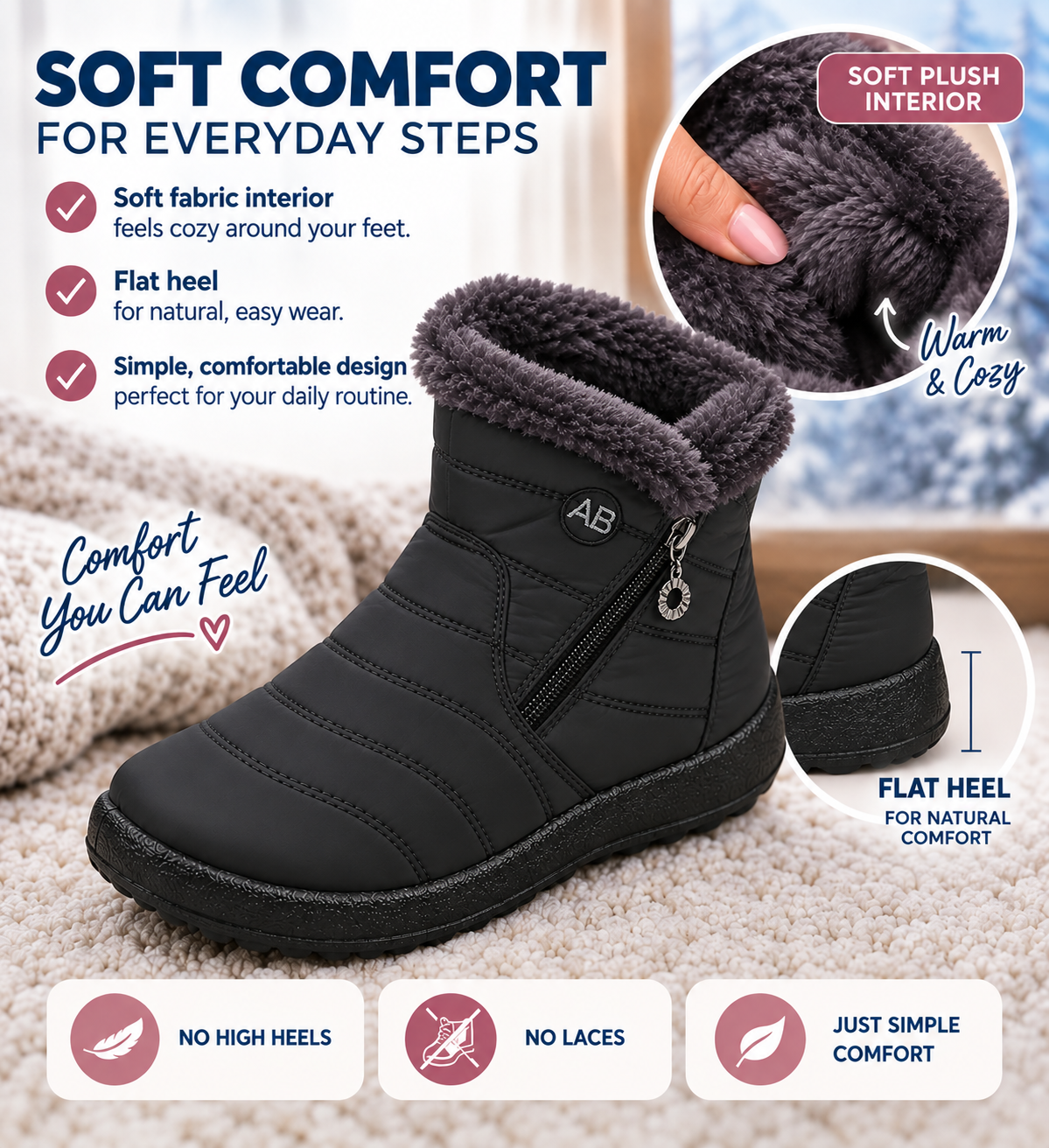 CozyStep™ Women’s Winter Boots – Warm, Anti-Slip & Soft Comfort