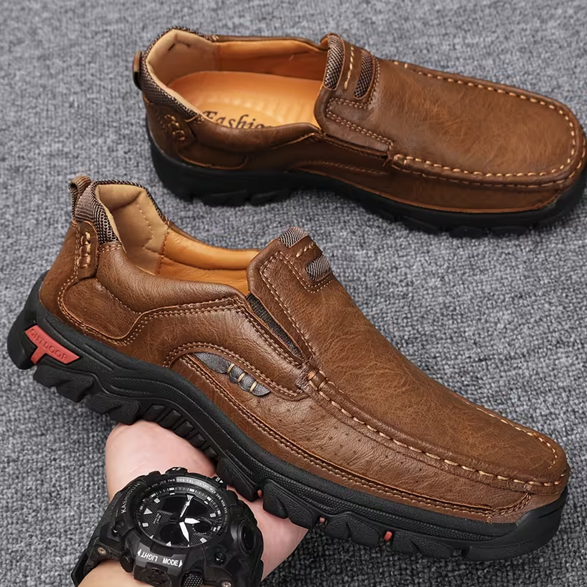 Men's Waterproof Non-Slip Leather Shoes – Soft Comfort & Orthopedic Support